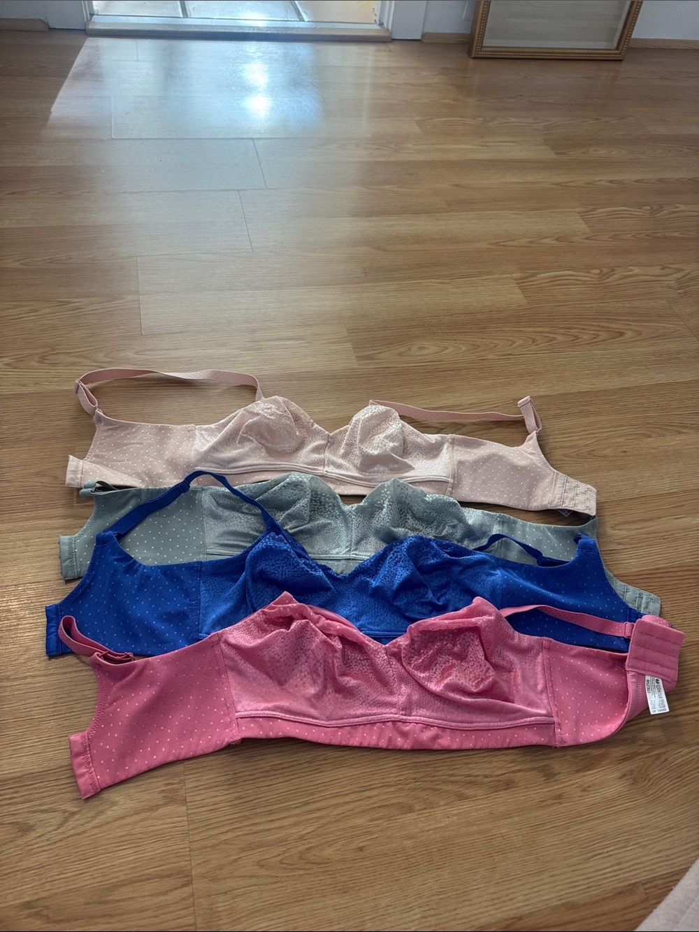 Wacoal Pack of 4 Soft Dotted Wireless Bras — Pink, Blue, Gray, Cream